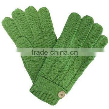 Green Cable Knit Beret Hat Scarf & Glove Set