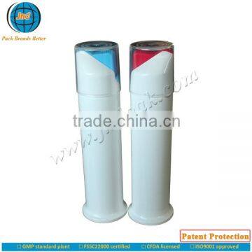 Plastic airless tubular toothpaste dispenser by GMP standard plant with super offset printing and Patent Protection