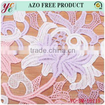 Hot Sale Colorful Contracted Flowers Water Soluble Lace Fabric Chemical Lace Embroidery Fabric photo-3