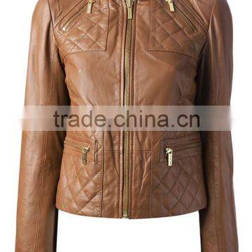 Women's Brown Slim Fit Faux Leather Jacket