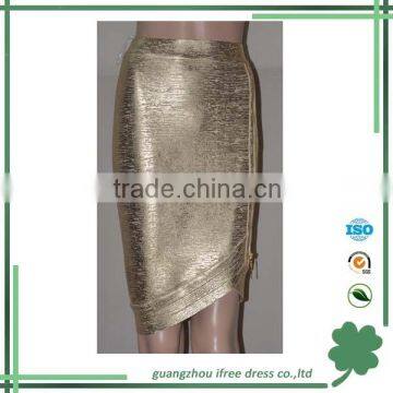 Foiled Gold fashion skirt with zip decoration