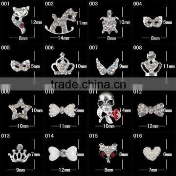 2016 3D diamond nail art alloy stickers / Metal nail art 3D silver Crystal Alloy decoration