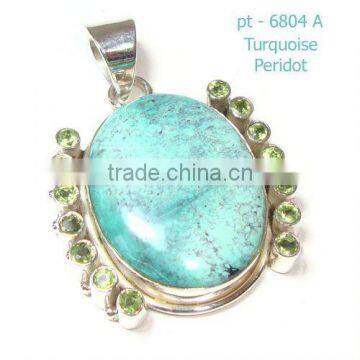 Natural blue tibetan turquoise 925 silver fashion pendant