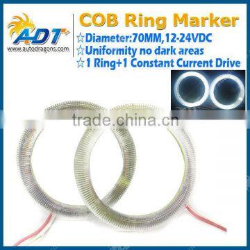 Hot sale 70mm COB Colorful LED Car Angel Eyes Halo Ring Light Headlight Warning Lamp