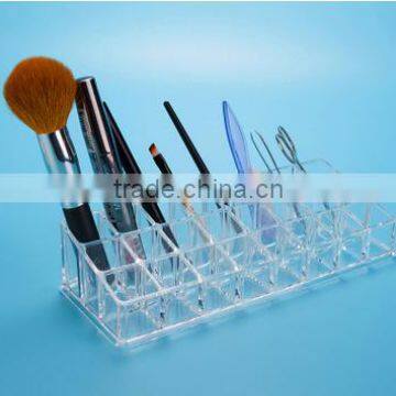 Clear acrylic nail makeup brush holder with compartments