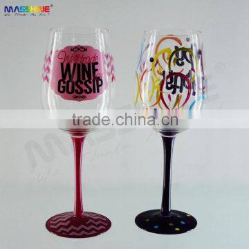 Fashion Wine Glass With Colour Decoration