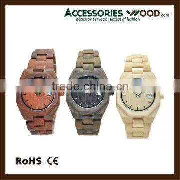 natural wood waterproof quartz wooden watch with customized logo