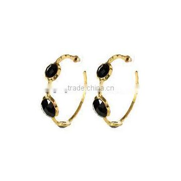 2014 hot sale gold tone brass hoop earrings with resin stone