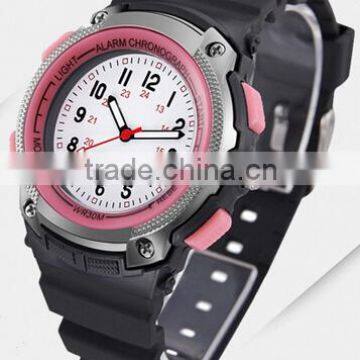 Casual steel case & rubber strap women sports watches