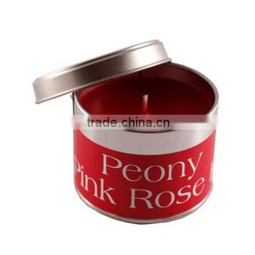 Personalized scented candles with metal lid