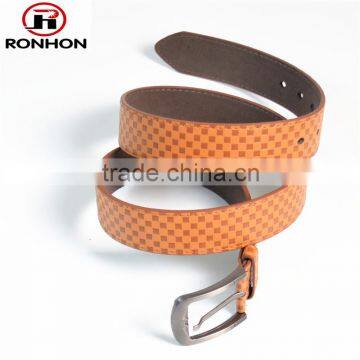 Cheap Embossed Yellow High quality PU Leather Belt for Men, Waist belt for men