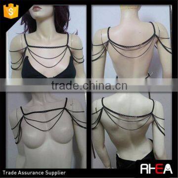 fashion black color shoulder chain,sex gift multi body chain jewelry