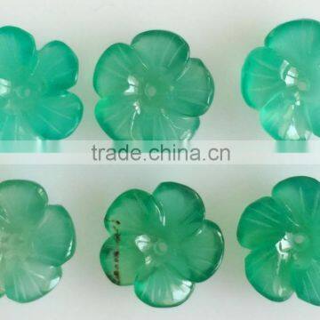 Natural onyx chalcedony carving green hand carved flower lot loose semi precious gemstones