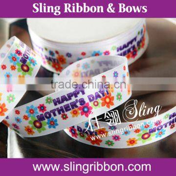 Custom Happy Mother's Day Printed Polyester Satin Ribbon