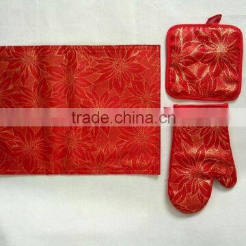 Red Golden Thread Glove Set and Silver Glitter Sunshine Glitter Glove Set and Pot Holder photo-4