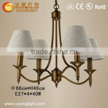 Luxury Fabric 4 Lights Iron Chandelier For Hotel,New Modern Fabric Iron Chandelier