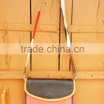 real leather colorful saddle bag/recycled leather side bag/genuine leather colorful messenger bag