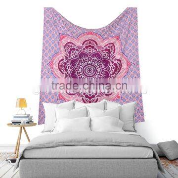 Bohmian Ombre Mandala Lotus Psychedelic Wall Decor Ethnic Indian Tapestry Throw