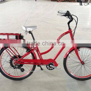 500W front or rear powered motor with max battery 36V18ah Cruiser style electric bicycle for lady for North American market