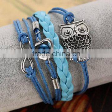 Heart Shape Alloy With Selveral Rope Weave Woven Bracelet photo-3