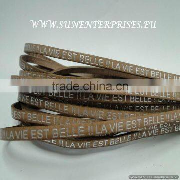 Flat Nappa Leather cords Leather with names la vie est belle silver beige 3079