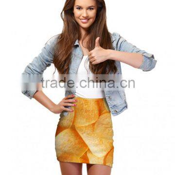 Cheap Price Skirt For Women Polyester and Spandex Potato Chips Print Skirt N20-14