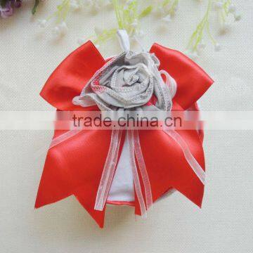 Handmaded ribbon bows with rose for decoration