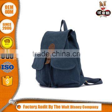 Vintate cotton canvas backpack with custom fabric and logo for school