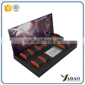 Wholesale China factory of custom black and orange leatherette jewellery shop organizer