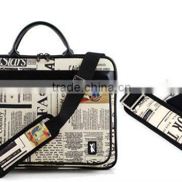 Shenzhen 11.6 Inch Fashion Design Leather Laptop Bag with Accessories Pouch