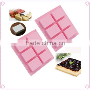 Cake Soap Mold 6-Square Bar Flexible Silicone Mould For Candy Chocolate Resin