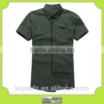 custom high quality pocket olive cotton men casual shirt