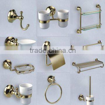 Bathroom accessories set/gold palted,chrome plated brass bathroom accessories