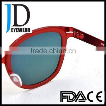 High End Red Color Metal Acetate Mixed Sunglasses Luxury Mirror Lens Female Sunglasses photo-6
