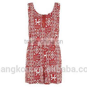 adult red jumpsuit women 2015 new print rayon jumpsuit custom printing one piece jumpsuit