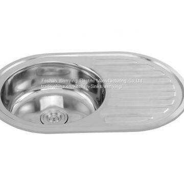 Single round bowl competitive price kitchen sink with drainboard WY-7750