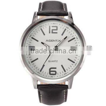 Fashion Oversize Big Dial Leather Sport Quartz Mens Wrist Watch