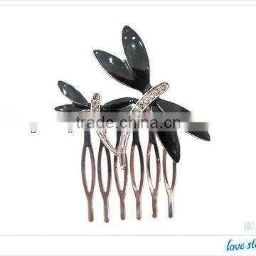 Dragonfly hair combs with rhinestone crystal ,professional hair comb