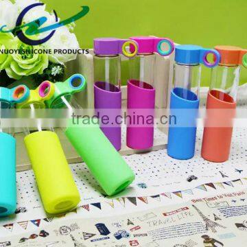 1PC Creative Glass Water Bottle Drinkware Transparent Glass Bottles Silicon Cup Sleeve photo-6