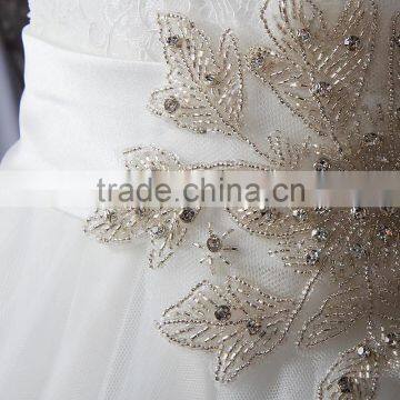 RSW912 Wholesale Scoop Neckline Vintage Lace Wedding Dresses 2016 With Belt Bridal Ball Gown Wedding Gown photo-3