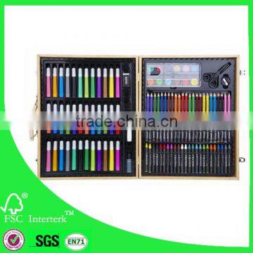 Kids drawing stationery set with wooden box 130pcs