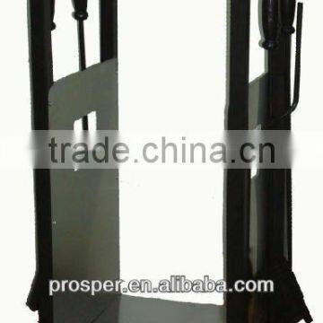 metal fireplace tools set with log holder