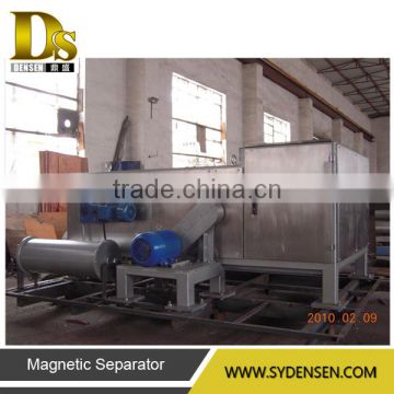 Eddy current separator for PET bottle flakes containing metal impurities