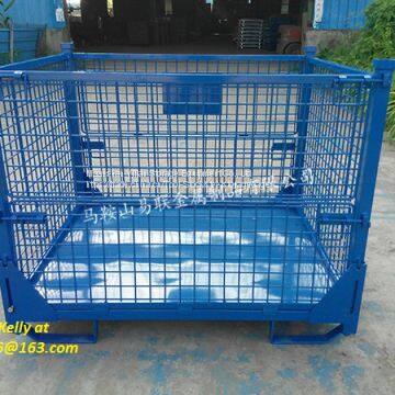 foldable and stackable Warehouse use wire pallet mesh cages/container