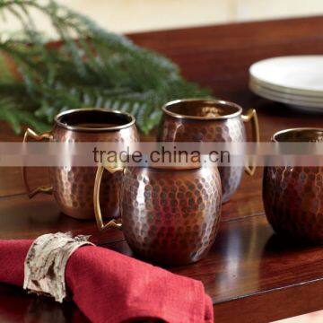Antique Hammered Copper Moscow Mule Muge / SOLID COPPER MUGS MANUFACTURER INDIA photo-2