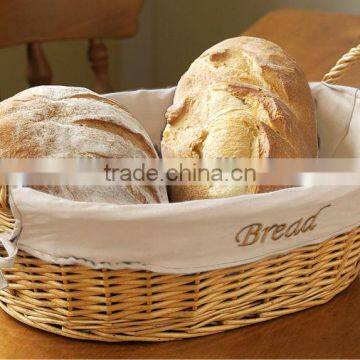 Natural oval cheap willow wicker bread basket with neat linner