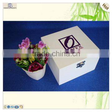 Gift Painted Square Lock Paulownia Wooden Box photo-4