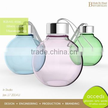 Eco-Friendly Handmade Borosilicate Green Glass Drink Bottle