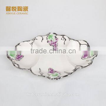 Stock Fashion Golden Ceramic Decorative Cheap Big Ceramic Plate