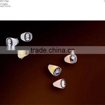 New Classic 925 Sterling Silver Small Angel And Flower Cameo Ring Made in Italy A51 Cameo 14mm photo-1